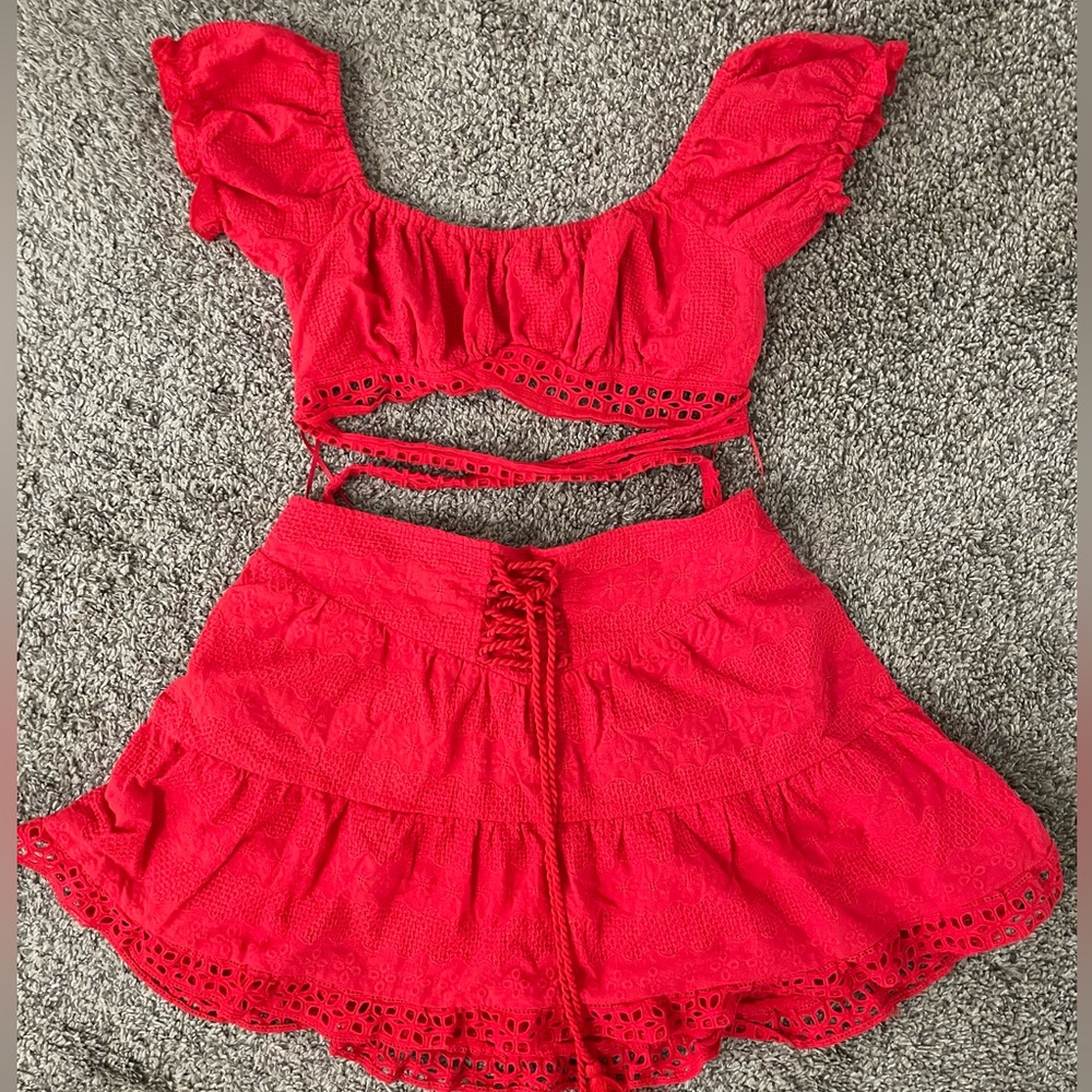 COPY - Herencia Clothing - LARGE Rubi Embroidered Crop Top Set🌹